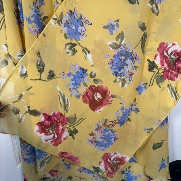 Emory Park Los Angeles Chiffon Floral Kimono Cover Yellow Lightweight OS Womens - Picture 6 of 8